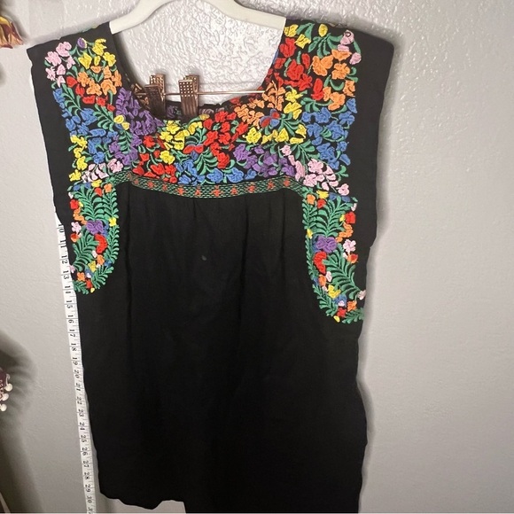 J. Marie | Mexican señorita black floral dress, sz medium - Picture 2 of 8